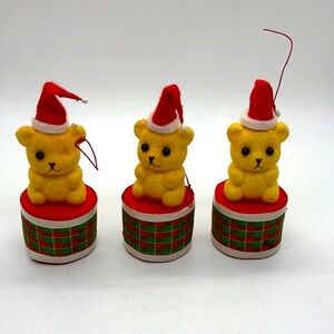 VTG Bear Drum Felted Ornaments Christmas 3